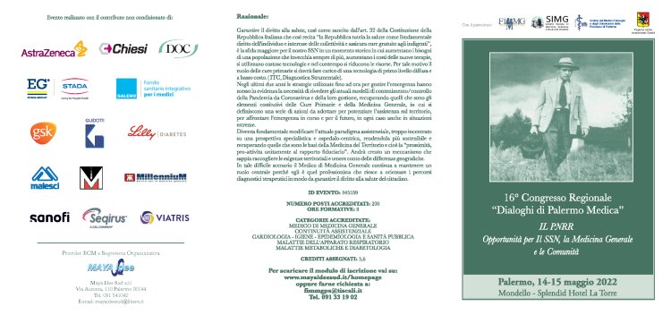 16° Congresso Regionale Dialgohi di Palermo Medica 14-15 maggio 2022